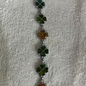 Four Leaf Clover Silver and multi color bracelet adjustable